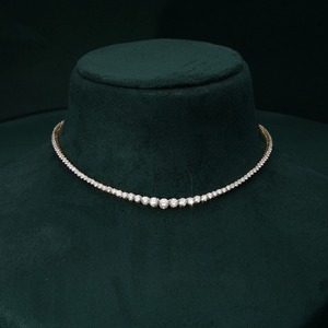 Collar de diamantes graduados de oro amarillo de 14 quilates de diseñador con diamantes cultivados en laboratorio de 9,88 quilates, joyería nupcial de lujo para mujer - Product Image 1