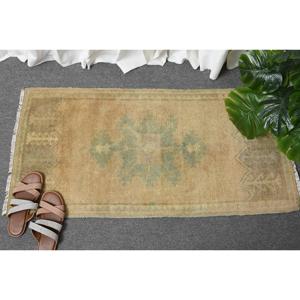 Turkish Rug, 1.7x3.5 ft Vintage Rug, <b>Brown</b> Solid <b>Wool</b> Rug - Product Image 4