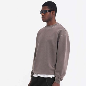 New Arrival Men's Cotton Fleece Crew Neck Hoodie Custom Logo Sweatshirt Solid Pattern Streetwear Breathable Quick Dry Pocket - Product Image 3
