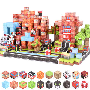 Ensemble de blocs de construction magnétiques pour enfants, jouet sensoriel pour tout-petits, en plastique, thème prairie et forêt, pour l'apprentissage STEM, construction et empilage - Product Image 1