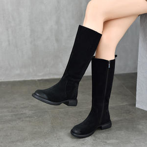 Bottes décontractées pour femmes en faux daim à talon carré, au-dessus du genou, extensibles, bottes cuissardes pour femmes, bottes d'équitation pour femmes - Product Image 1