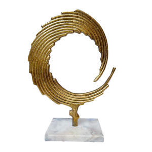 Premium Gold Feather Sculpture Beautiful <b>Table</b> Showpiece Metal Art Sculptures Square base Decorative Ornaments for Home & Office - Product Image 3