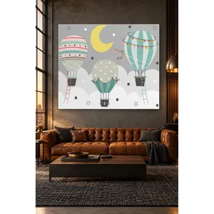 Impression sur toile de ballons flottant dans les nuages avec une croissant de lune et des étoiles - Product Image 2