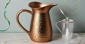 Copper Jug Pitcher Drinkware Accessory for Ayurvedic Healing Outside Steel Inside Copper Metal Pitcher - Product Image 5