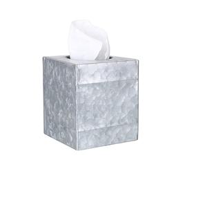 Boîte à mouchoirs carrée de luxe en métal faite à la main conception de diamant plaqué argent article décoratif de table latérale emballé en carton - Product Image 3