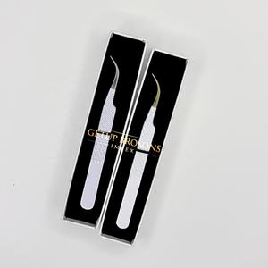 Cils en fibre courbés à dents lisses, anti-magnétiques, anti-statiques, en acier inoxydable, design diamanté, poudre blanche, 10 mm - Product Image 1