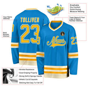 Maillot de hockey sur glace imprimé sur mesure, 100% coton, léger, respirant, séchage rapide, service OEM - Product Image 3