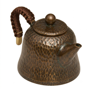 Amazing Metal Tea Kettle With Wooden Handle And Lid Round Design For Kitchen Use Handmade <b>Teapot</b> On Sale - Product Image 3