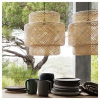 Abat-jour en bambou fait à la main écologique tissé Boho panier en osier abat-jour plug in suspension rotin suspension lumières HNH