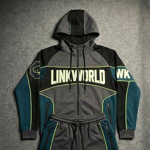 Ensemble de survêtement unisexe en polaire tricoté de haute qualité avec fermeture éclair, style streetwear, logo Linkworld, pour l'hiver - Product Image 3