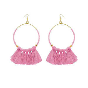 ต่างหูระย้าด้ายสีชมพูปลายแฟชั่นรุ่น1308339D - Product Image 1