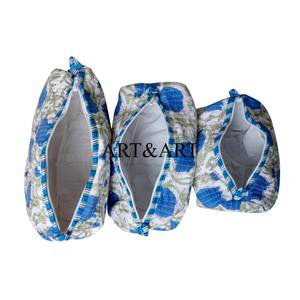 Fashion Design Eco-Friendly Zipper Reusable Lightweight Multi-Function Cotton <b>Quilted</b> <b>Makeup</b> <b>Bag</b> Set - Product Image 4