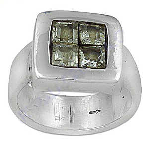 Bague de cocktail moderne pour femme, en argent, avec pierre précieuse carrée, plaquée or rose, incrustée de cuivre, forme de chiffre, nom du produit : Bague en or - Product Image 2
