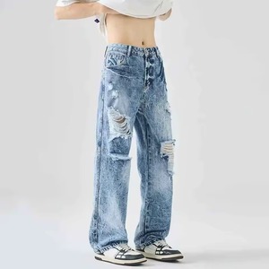 Tendance Slim Fit hommes déchiré Denim jean élégant Streetwear gothique Vintage confortable Durable décontracté mode pour l'hiver - Product Image 2