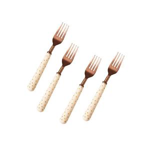 Lot de 4 couverts artisanaux plaqués or couverts de fête écologiques avec poignées noires décoratives de style américain haut de gamme - Product Image 5