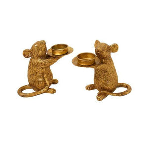 Venta al por mayor de suministros de hotel para el hogar, Juego de 2 portavelas de ratón, candelabro de metal de calidad creativa al precio más barato - Product Image 1