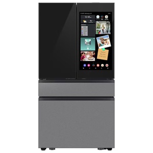 Produit phare : Réfrigérateur Family Hub AI domestique à encastrer, 23 pieds cubes, 4 portes, 36 pouces de large, avec distributeur de glace, dessus en verre anthracite et base en acier inoxydable - Product Image 1