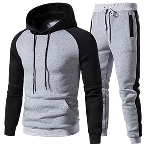 Venta al por mayor pulóver con capucha Joggers Set 2 tono chándal hombres canguro bolsillo invierno gimnasio deporte hombres chándal para hombre 100% algodón - Product Image 6
