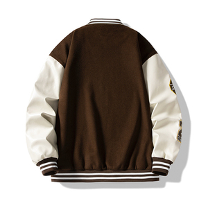 2024 Logo personnalisé bleu clair varsité veste pour hommes collège Baseball broderie noir Couple Letterman formel Patchwork cuir - Product Image 2