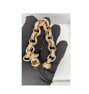 Pulsera cubana personalizada de oro amarillo de 14kt más vendida, diseño de Hip Hop de moda con piedra principal de diamante para compromiso - Product Image 1