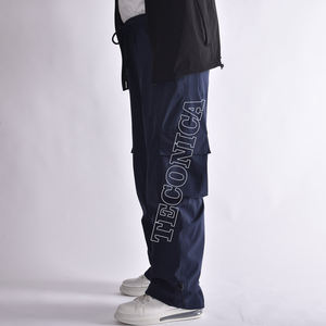 Pantalones de esquí de estilo callejero Hip Hop para hombre, impermeables, a prueba de viento, con cremallera, cintura elástica, Color sólido, línea delgada, pantalones holgados de tendencia para hombre - Product Image 2
