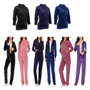 Custom Logo Winter 2025 <b>Velvet</b> Tracksuits Two Piece Set <b>Women</b> Hoodie Sets Velour <b>Jogger</b> Set - Product Image 4