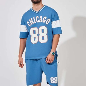 T-shirts jeunes et adultes mode casual hommes ensembles jumeaux personnalisé OEM haut vêtements d'été hommes t-shirts et ensembles courts prix de gros - Product Image 6