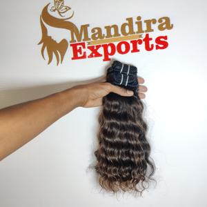 100% Machine double trame naturelle douce ondulée faisceaux naturels non transformés couleur noire vierge temple indien extensions de cheveux humains - Product Image 4