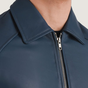 VIENNA INDUSTRY <b>Men's</b> Genuine <b>Leather</b> Biker <b>Jacket</b> Stand Collar Front Logo Reversible Breathable Eco-Friendly Anti-UV Windproof - Product Image 5