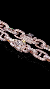 Chaîne cubaine Iced Out en argent sterling 925 plaqué rhodium avec diamants Moissanite VVS, design géométrique, pour mariage de luxe - Product Image 5