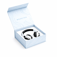 Boîte en papier écologique de luxe personnalisée avec logo pour emballage cadeau d'écouteurs noirs, produit électronique réutilisable de qualité supérieure