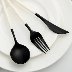 Juego de cubiertos chapados en oro en acero inoxidable Premium con diseño moderno perfecto para accesorios de cubiertos de comedor de boda - Product Image 6