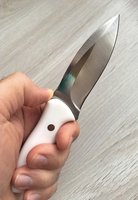 Couteau de chasse fixe professionnel de haute qualité en acier 440C EDC avec poignée en résine gaine en cuir outil de Camping en plein air personnalisable
