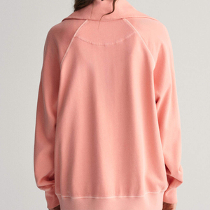 Premium qualité femmes demi fermeture éclair femmes coton mélangé demi fermeture éclair pull sweat surdimensionné décontracté à manches longues haut couleur unie - Product Image 4