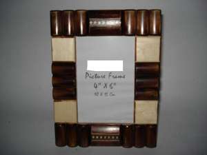 Handmade Customizable Brown Natural Sheen Horn Bone Inlay Wood Picture <b>Frames</b> with Resin Faux Horn Mosaic Border - Product Image 6