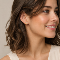 Pendientes de Oro Macizo con Diseño Ovalado Abierto y Circonitas Redondas para Mujer, Regalo de Boda o Compromiso, Joyería Fina de 14k