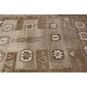 พรมวินเทจตุรกี ขนาด 6.4x11.6 ฟุต พรมลายพรางสีน้ำตาลขาว ทำจากขนสัตว์ - Product Image 4