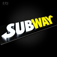 Letras de Canal Iluminadas LED 3D Personalizadas EZD, Letrero con Logotipo de Cara Blanca y Borde Negro para Fachada de Tienda, Negocio, Pared Exterior