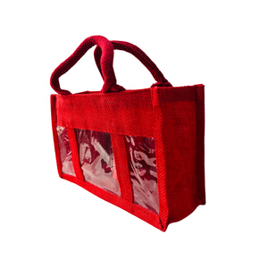 Sacs-cadeaux écologiques en jute avec logo personnalisé avec fenêtre en PVC, Sacs d'emballage réutilisables pour les événements, les magasins, l'affichage de bocaux - Product Image 5