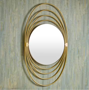 Miroir mural rond en fer plaqué or de forme irrégulière et simple, miroir décoratif de construction, haute qualité à prix de gros - Product Image 5