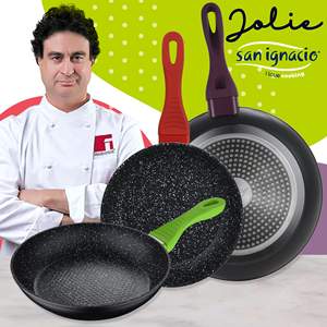 Set di 3 Padelle in Alluminio Forgiato (20/24/28CM) + Set di 3 Utensili da Cucina in Acciaio Inossidabile - Product Image 2