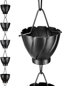 Chaînes de pluie à cannelures directes Chaîne de pluie en aluminium, gris, remplacement fonctionnel et décoratif pour les tuyaux de descente de gouttière - Product Image 6