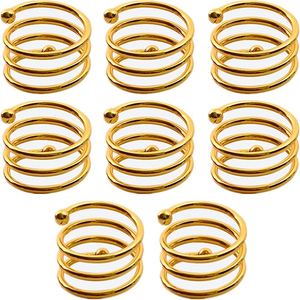 Venta al por mayor servilleteros alambre decoración servilleta hebilla para correas oro rosa oro redondo Metal plata accesorios luz boda Eco - Product Image 6