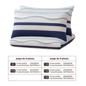 Juego de Funda Nórdica Moderna a Rayas con Cierre de Cremallera, 100% Poliéster Tejido, con Funda de Almohada para Uso Doméstico, Suave, Transpirable y Cómodo para Dormir - Product Image 4