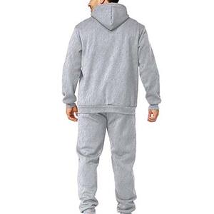 Survêtements unisexe gris en coton épais de qualité supérieure avec logo personnalisé Ensemble de jogging uni à capuche pour hommes Survêtements thermiques décontractés pour l'hiver - Product Image 5