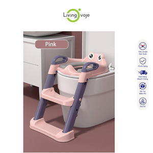 Siège d'apprentissage de la propreté pour enfants SB Tech avec échelle, motif grenouille de dessin animé, rose et violet, fabriqué au Vietnam - Product Image 2
