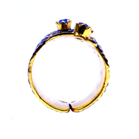 Bague classique pour femme Gemvanity, en argent sterling 925 plaqué or, réglable, avec pierres de cyanite, faite à la main, oxydée, pour tous les jours