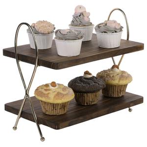 Minimalist Different Size Wooden Metal Base Cake <b>Stand</b> for Displaying Cakes and Pastries Modern Farmhouse Rustic Kitchen Setting - Product Image 5
