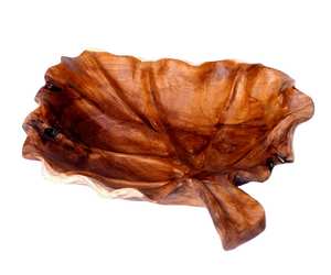 Bol en bois de teck racine de feuille en bois bol de décoration fait à la main - Product Image 5