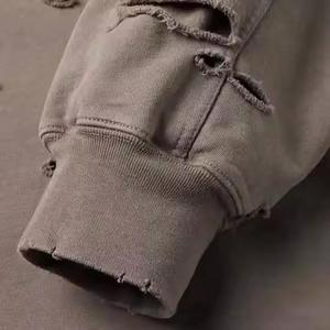 Custom Logo Oversized Acid Washed Distressed <b>Hoodies</b> Men Ripped Vintage <b>Hoodies</b> Wholesale Heavy Weight <b>Hoodies</b> - Product Image 4